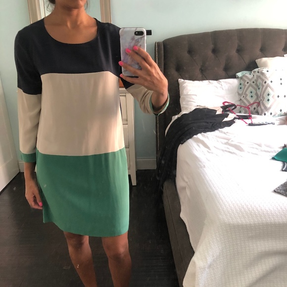 CLUB MONACO SILK COLORBLOCK DRESS US SIZE 6 - Picture 1 of 3